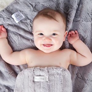 Luxury Plush Faux Fur Luxe Baby Blanket - Grey